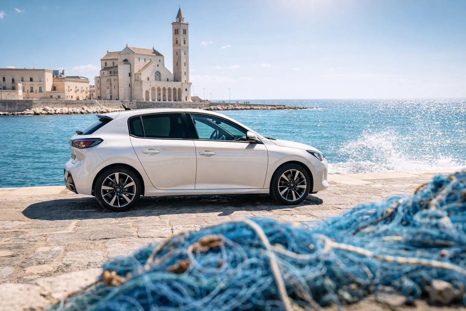 Cabriolet bien visible pour routes côtières au départ de Bari