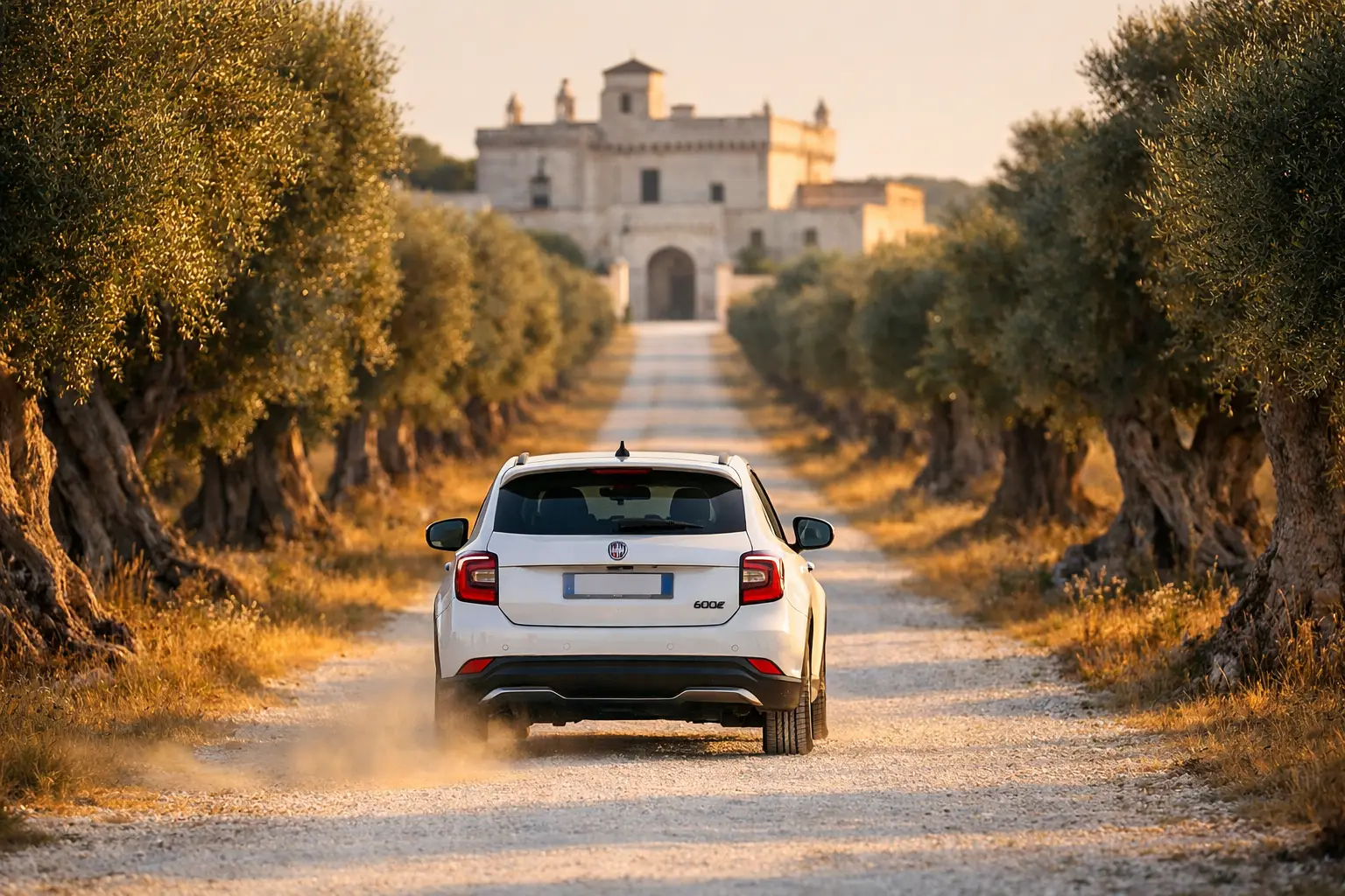 Voiture de location face au littoral près de Bari
